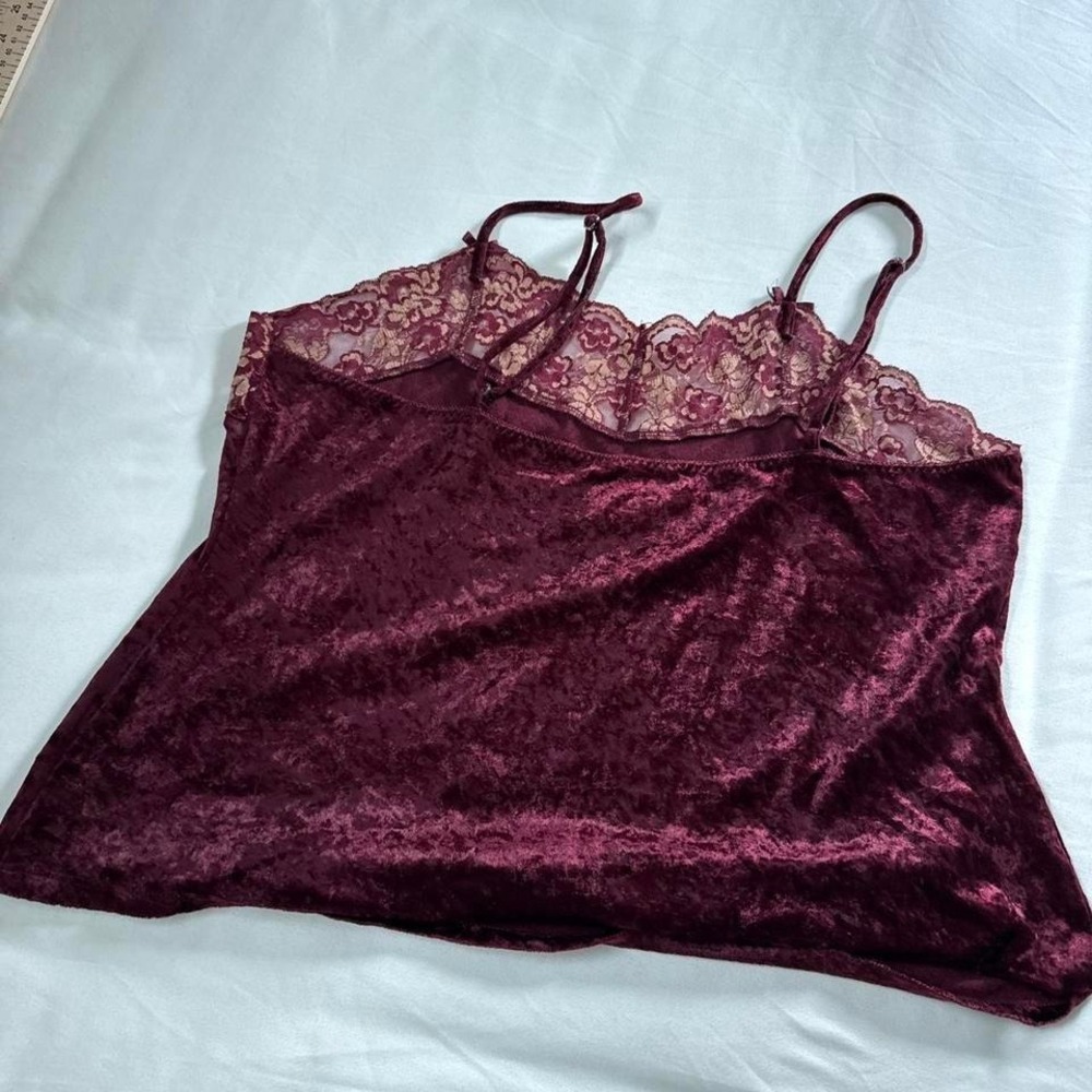 Velvet lace cami Y2K burgundy velvet cami Avon size large - Picture 4 of 5